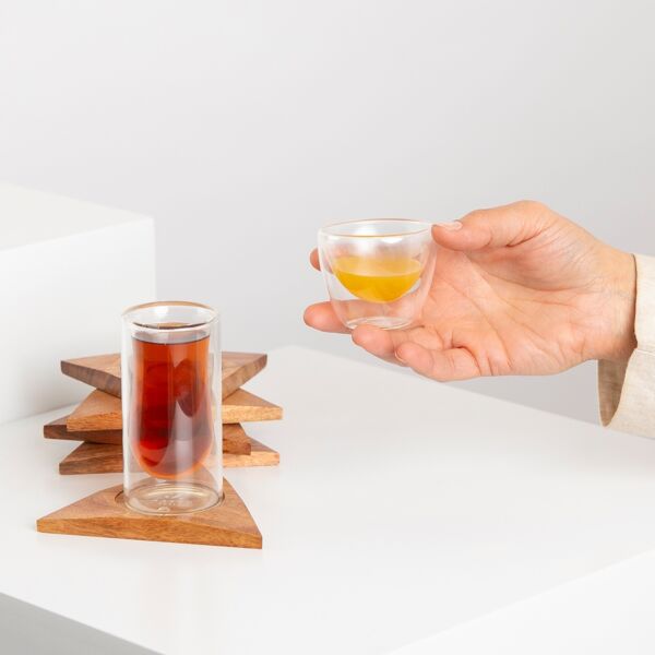 Acacia Serving Tray  with complete Set of Tea 
